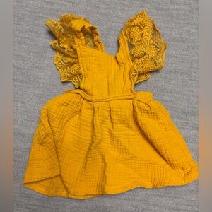 SHEIN Yellow Kids Dress with Lace Sleeves